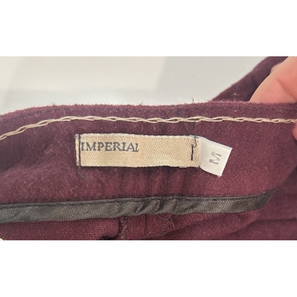 2000s Wool & Cashmere Burgundy Flare Pants Imperial Brand - Picture 5 of 6